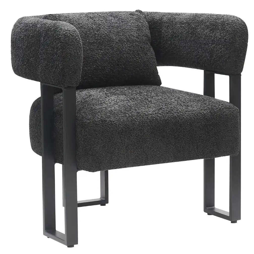 Back Of Modern Accent Chair in Charcoal Boucle