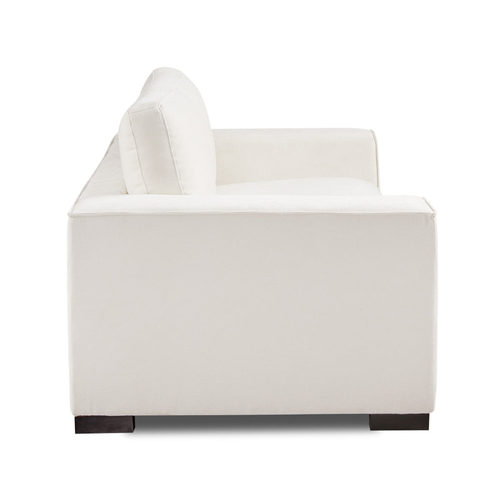 Modern Ivory Loveseat – Customizable Linen Fabric Sofa for Living Room