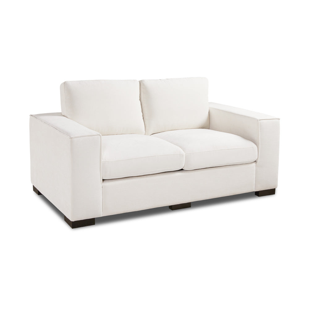 Modern Ivory Loveseat – Customizable Linen Fabric Sofa for Living Room