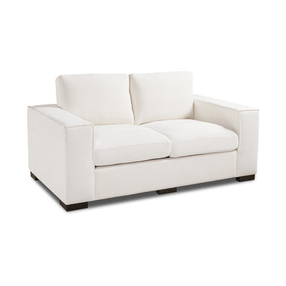 Modern Ivory Loveseat – Customizable Linen Fabric Sofa for Living Room