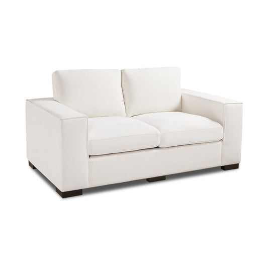 Modern Ivory Loveseat – Customizable Linen Fabric Sofa for Living Room