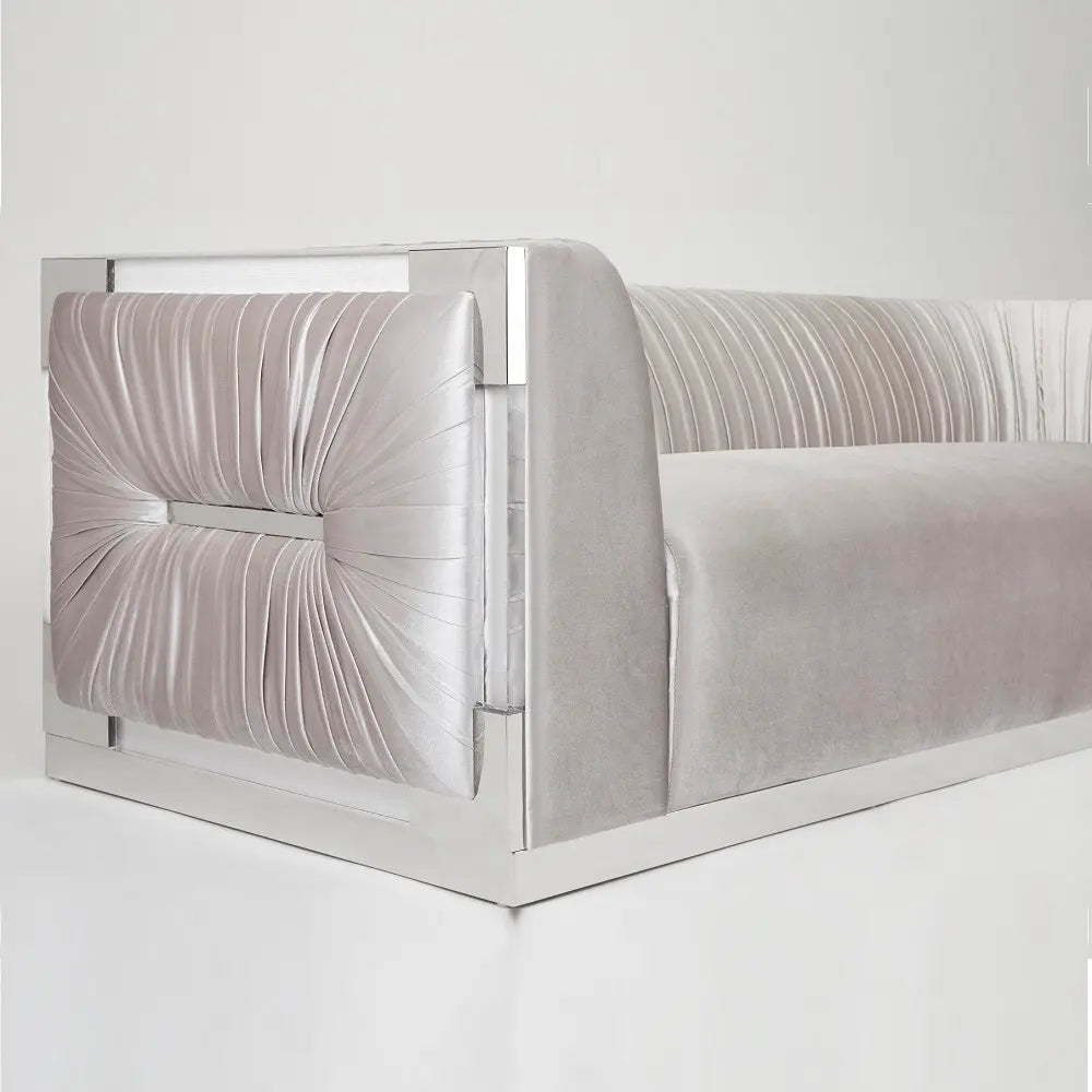 Modern Paloma Grey Velvet Sofa 