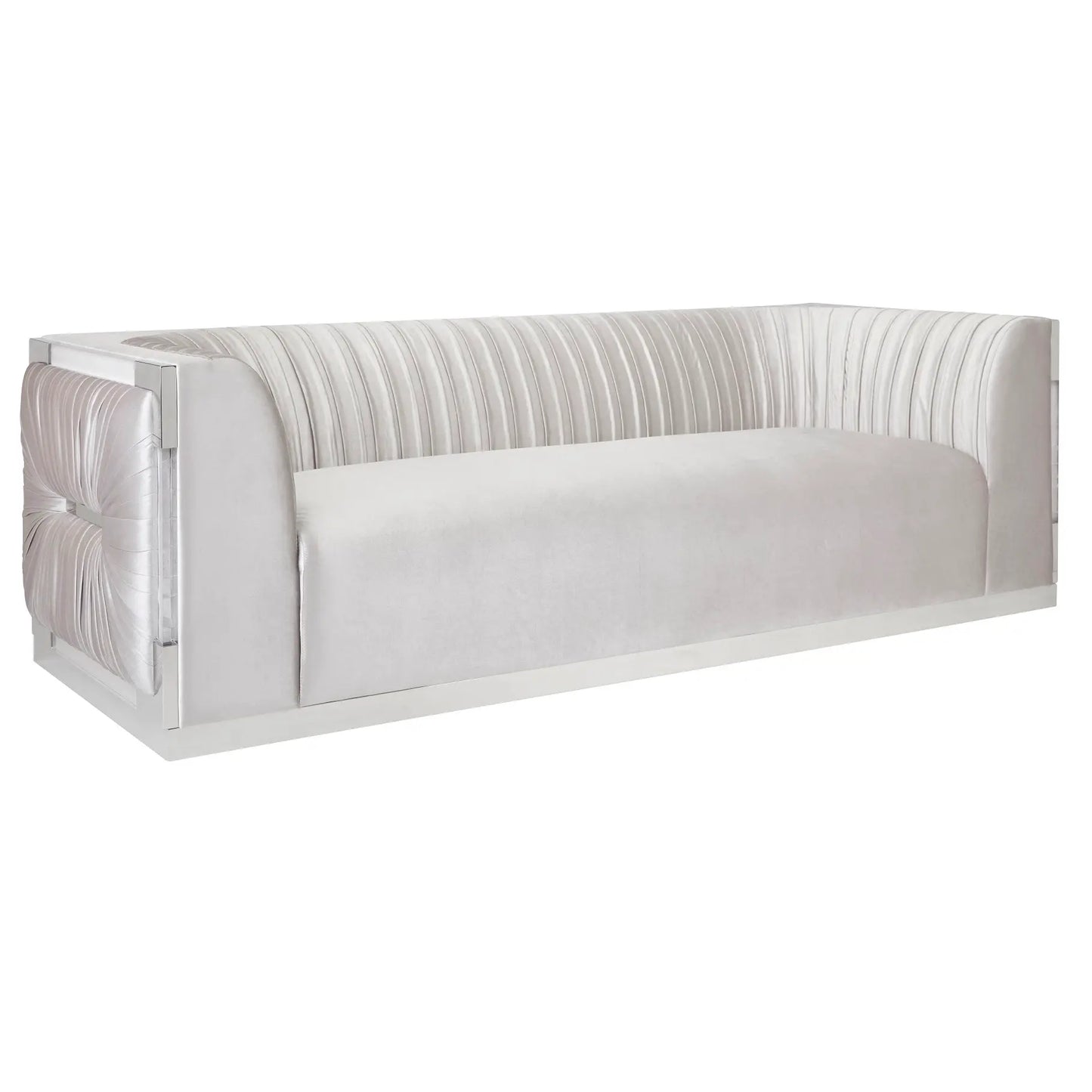 Modern Paloma Grey Velvet Sofa – Velvet Seating with Acrylic Frame