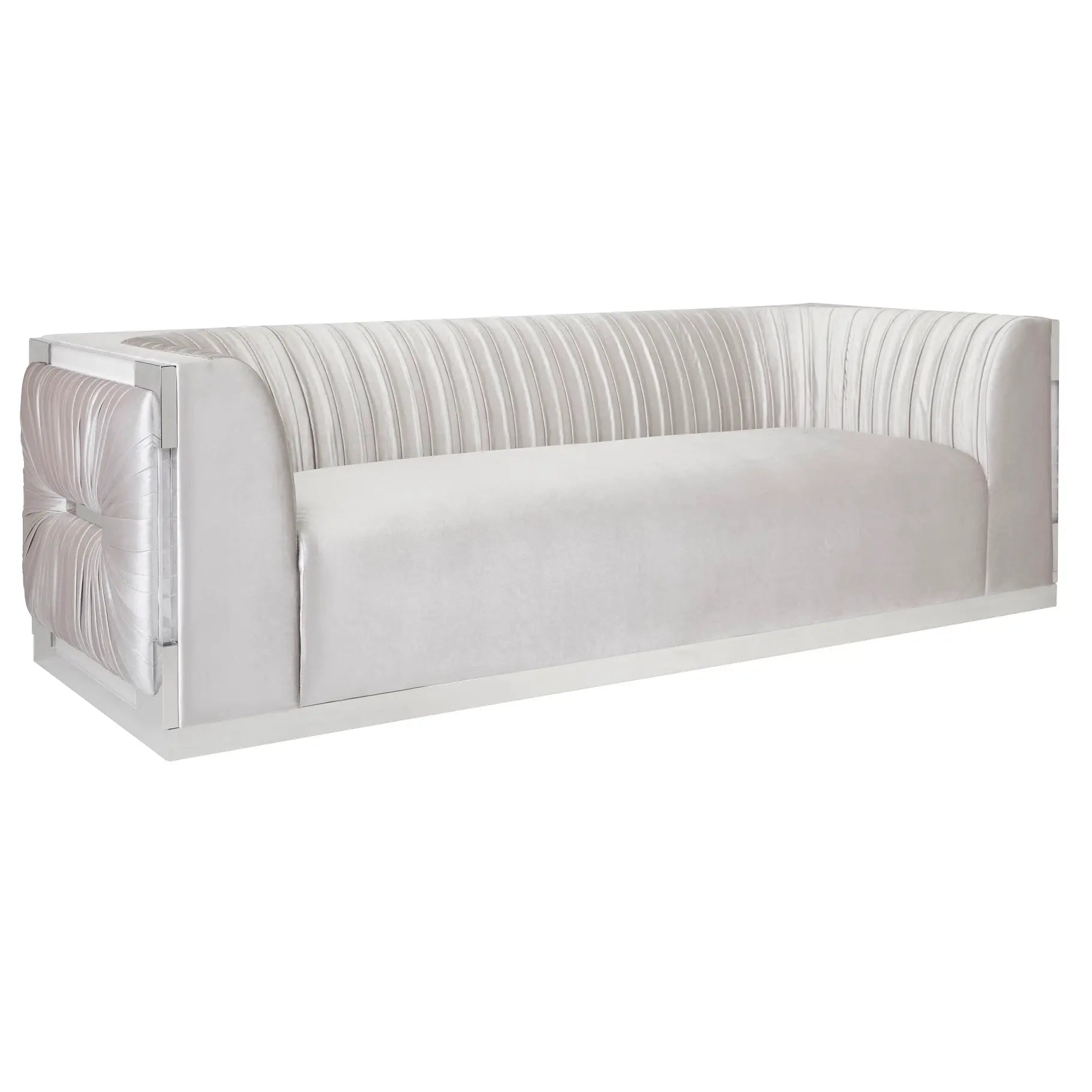 Modern Paloma Grey Velvet Sofa – Velvet Seating with Acrylic Frame