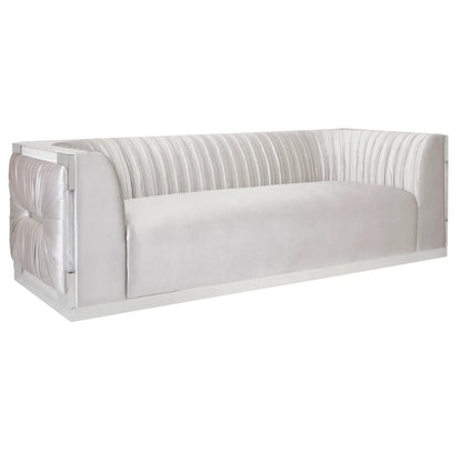 Modern Paloma Grey Velvet Sofa – Velvet Seating with Acrylic Frame