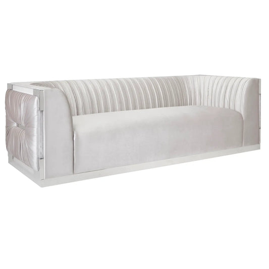 Modern Paloma Grey Velvet Sofa – Velvet Seating with Acrylic Frame