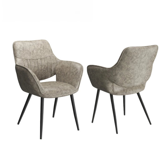  Grey Modern Dining Chairs with Armrests And Black Legs 