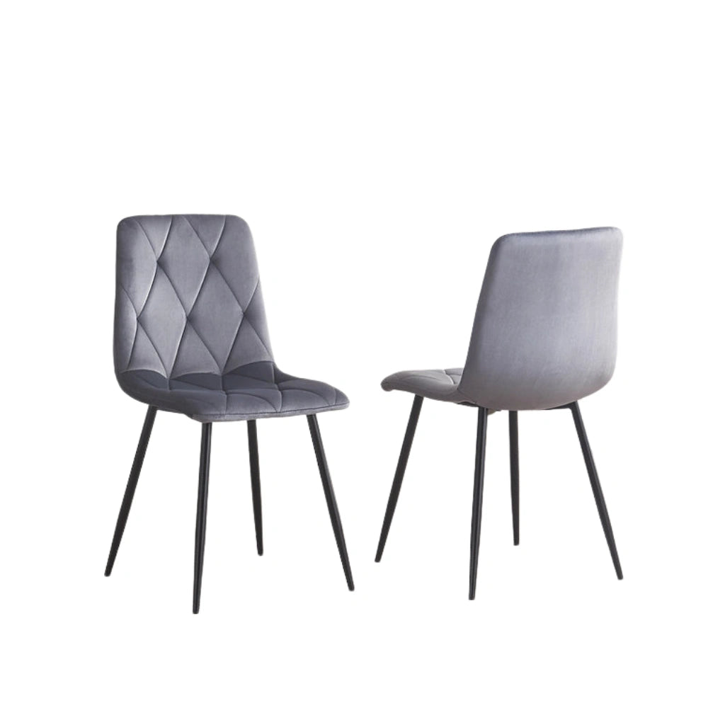 Set of two grey chairs with quilted design 