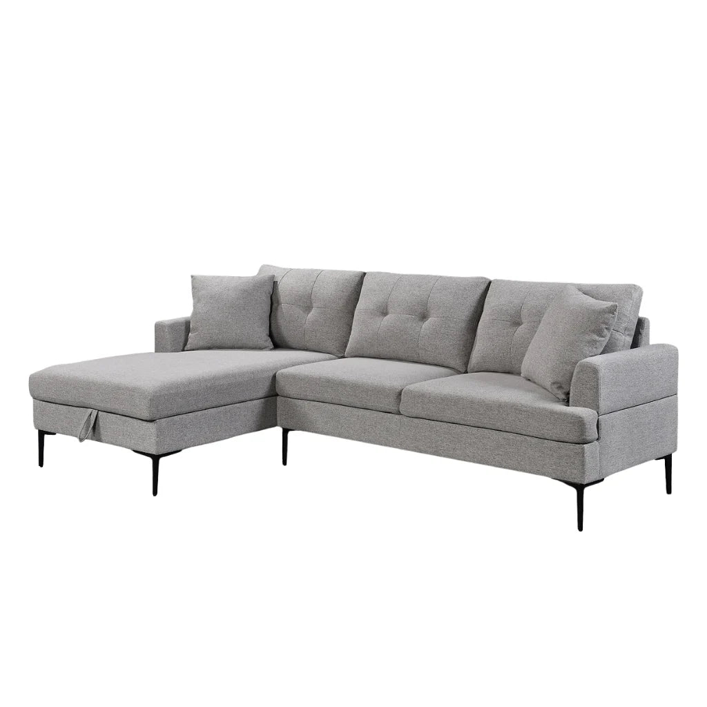 Grey Sectional Sofa with Storage & Chaise