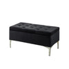 Black tufted bench with silver legs