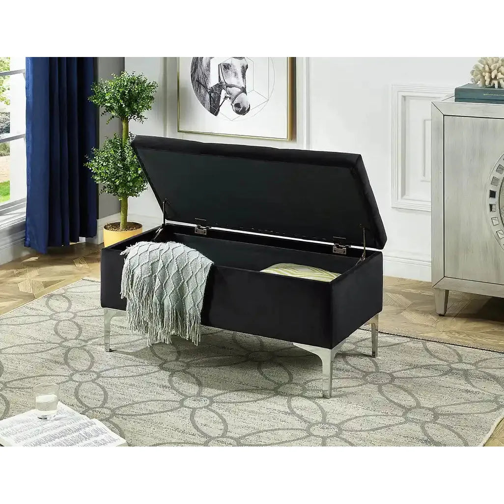 Black storage bench with for living room 
