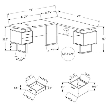 L-shaped Computer Desk – Reversible Corner Desk with Storage Drawers