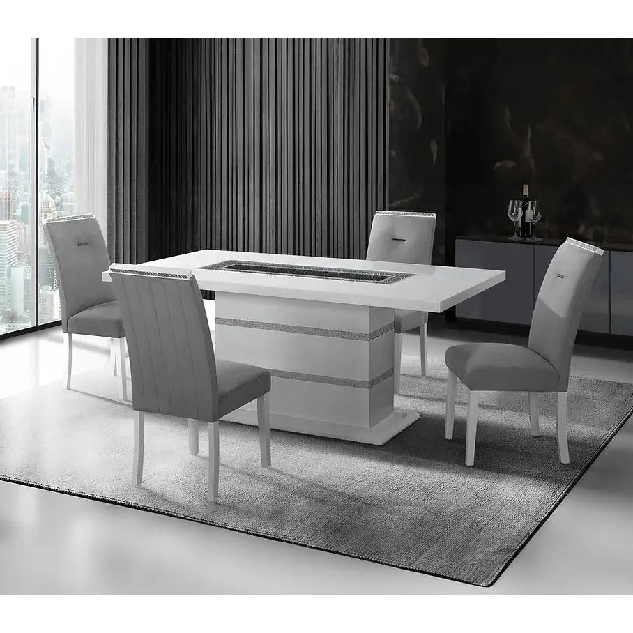 Modern dining set with chairs in a stylish room