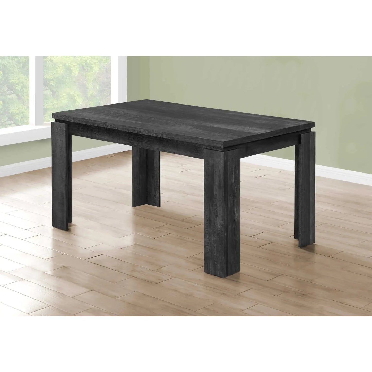 Modern Black Reclaimed Wood-Look Dining Table – Rustic Contemporary Style