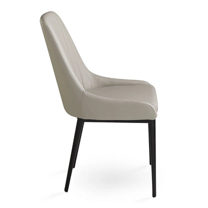 Moyra Taupe Leather Dining Chair – Modern Upholstered Seat
