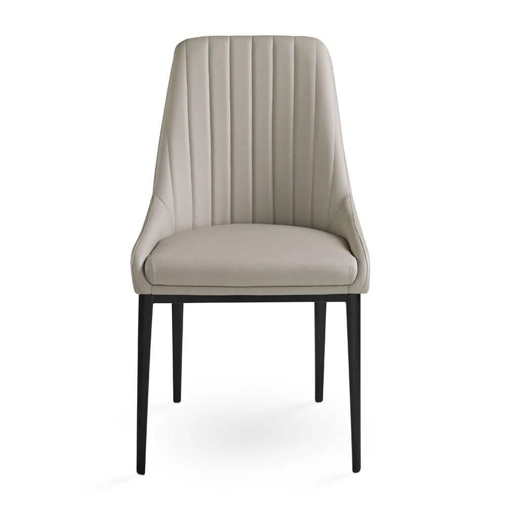 Moyra Taupe Leather Dining Chair – Modern Upholstered Seat