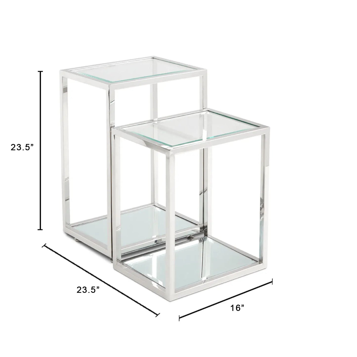 Multi-Level Stainless Steel End Table – Tempered Glass Top & Steel Frame