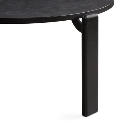 Myrtle Black Round Coffee Table – Oak Veneer Wood Top & Sleek Base