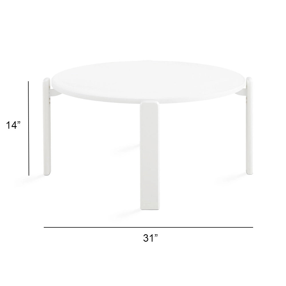 Myrtle White Round Coffee Table – Modern Wood Top with Oak Veneer