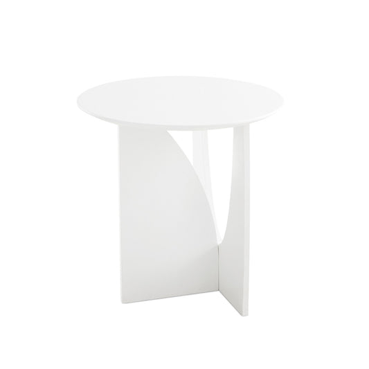 Myrtle White Round End Table – 20″ Oak Veneer Top & Sleek Modern Base