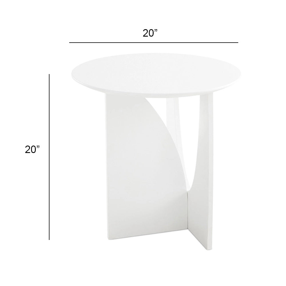 Myrtle White Round End Table – 20″ Oak Veneer Top & Sleek Modern Base