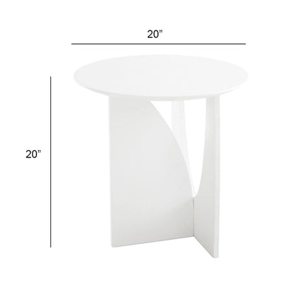 Myrtle White Round End Table – 20″ Oak Veneer Top & Sleek Modern Base