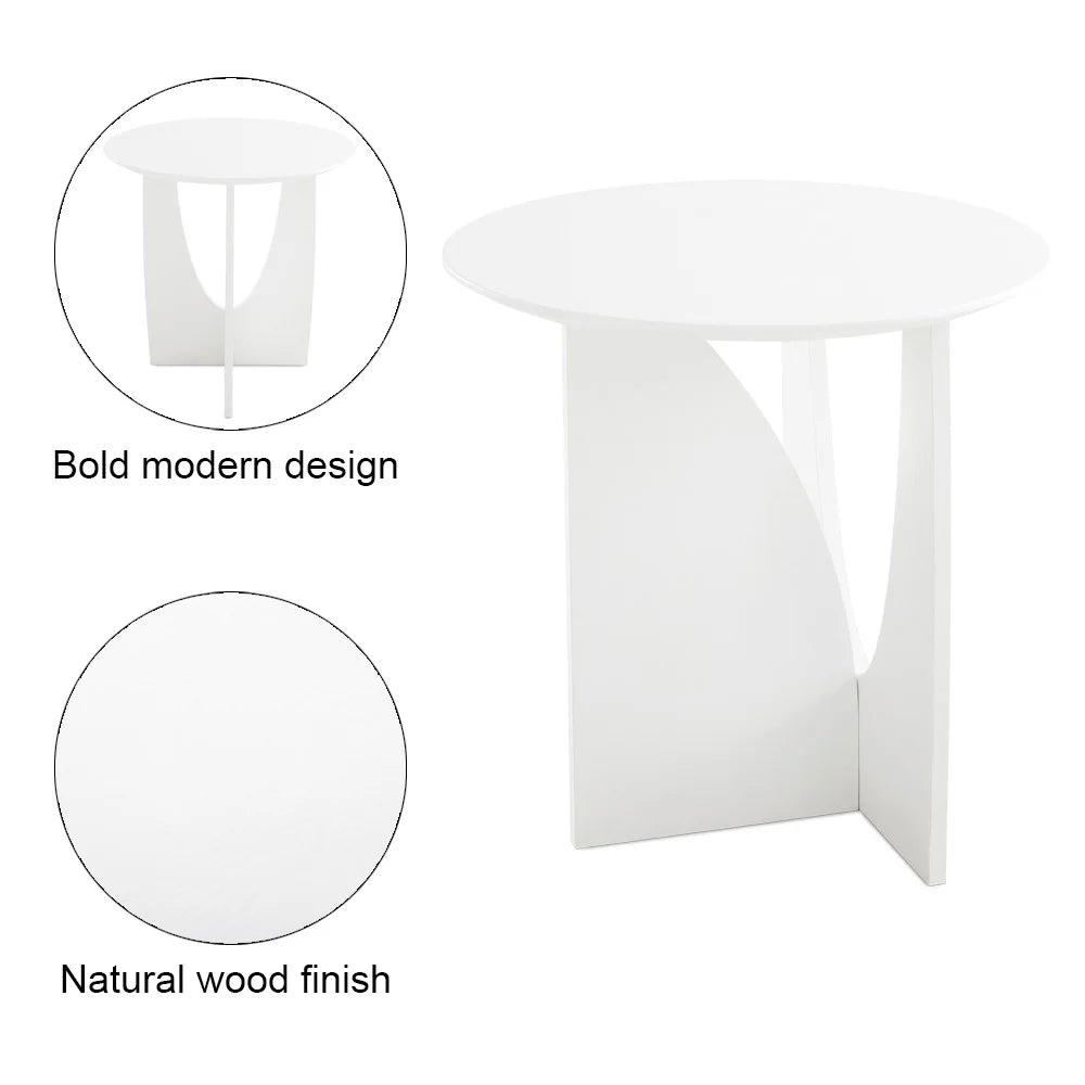 Myrtle White Round End Table – 20″ Oak Veneer Top & Sleek Modern Base