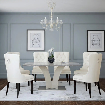 Napoli 63 Marble Dining Table in Light Grey