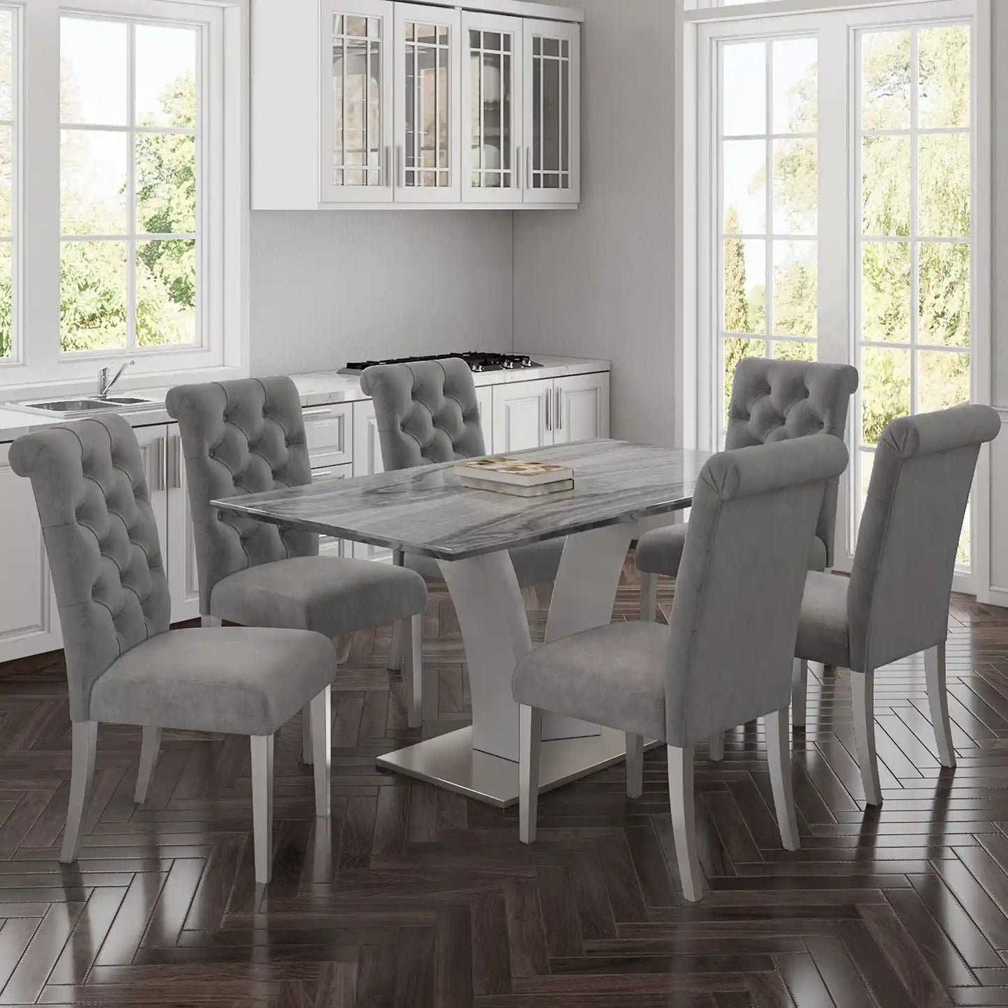 Napoli 63 Marble Dining Table in Light Grey