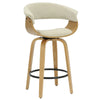 Holt Swivel Counter Stool with Curved Wood Frame & Fabric Seat