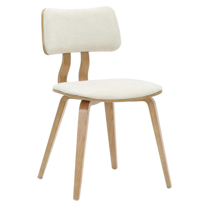 Zuni Mid-Century Modern Dining Chair with Fabric Upholstery and Natural Wood Finish