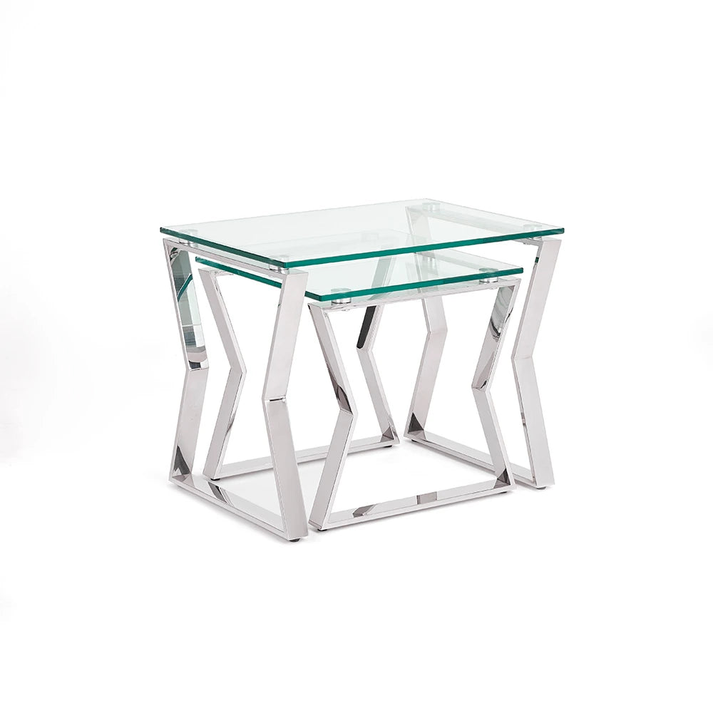 Noa Glass and Metal End Table –  Tempered Glass Top & Metal Frame