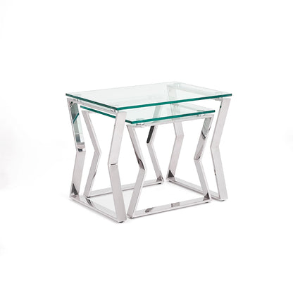 Noa Glass and Metal End Table –  Tempered Glass Top & Metal Frame