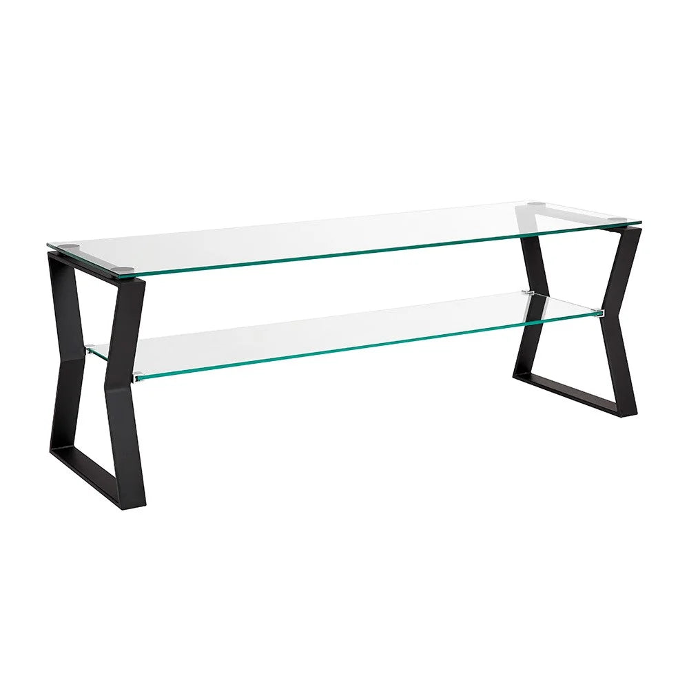 Noa Glass Top TV Stand With Black Metal Frame