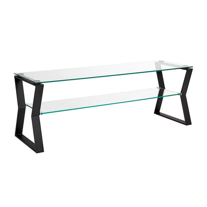 Noa Glass Top TV Stand With Black Metal Frame