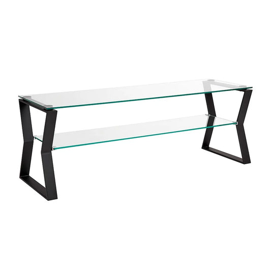 Noa Glass Top TV Stand With Black Metal Frame