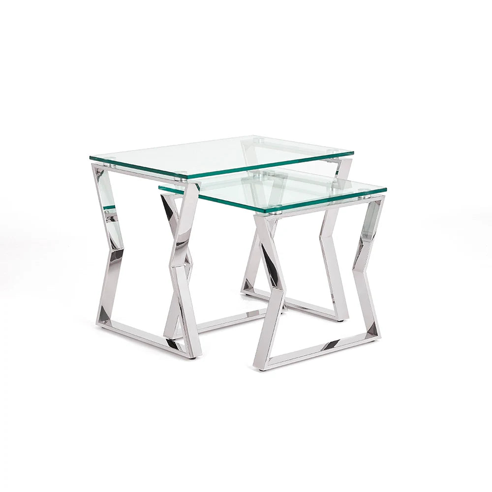 Noa Glass and Metal End Table –  Tempered Glass Top & Metal Frame