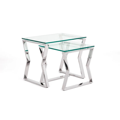 Noa Glass and Metal End Table –  Tempered Glass Top & Metal Frame