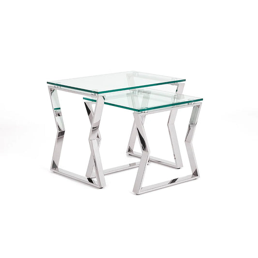 Noa Glass and Metal End Table –  Tempered Glass Top & Metal Frame