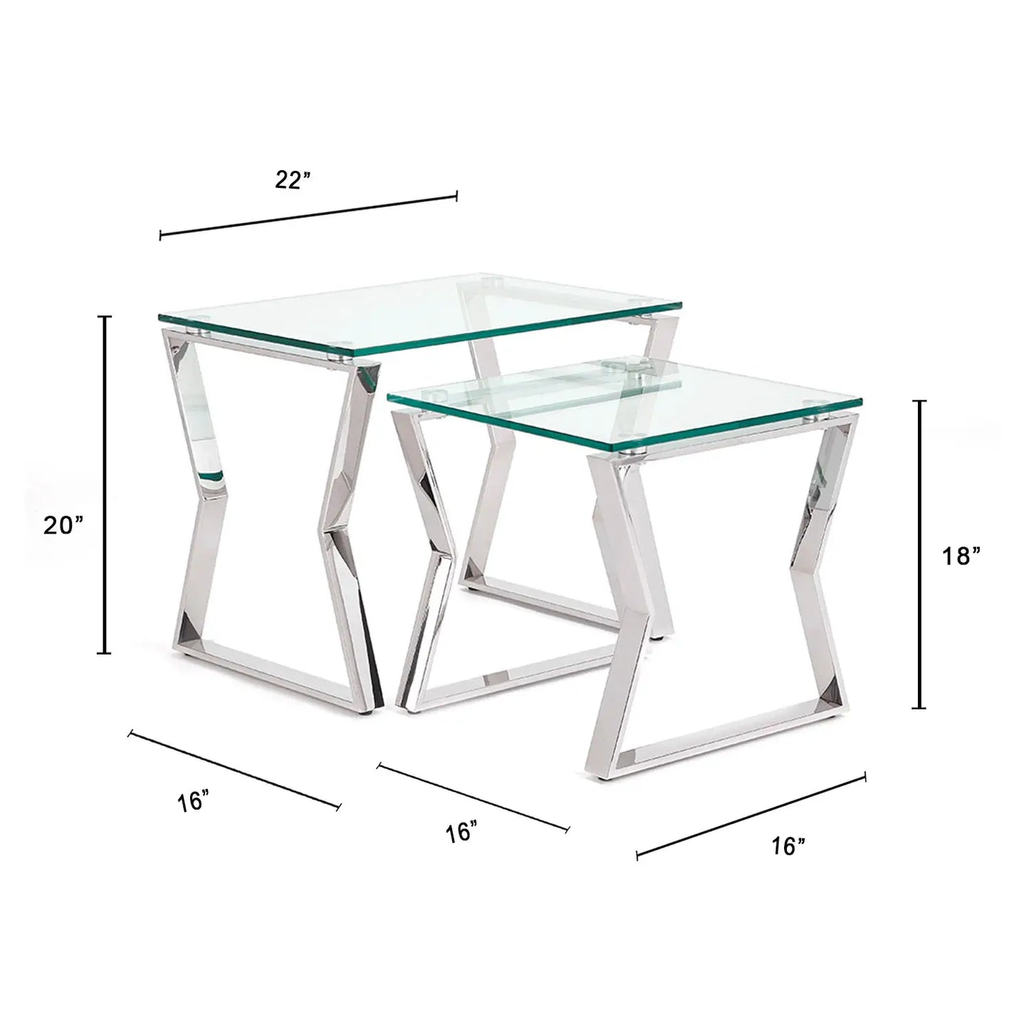 Noa Glass and Metal End Table –  Tempered Glass Top & Metal Frame