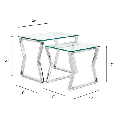 Noa Glass and Metal End Table –  Tempered Glass Top & Metal Frame