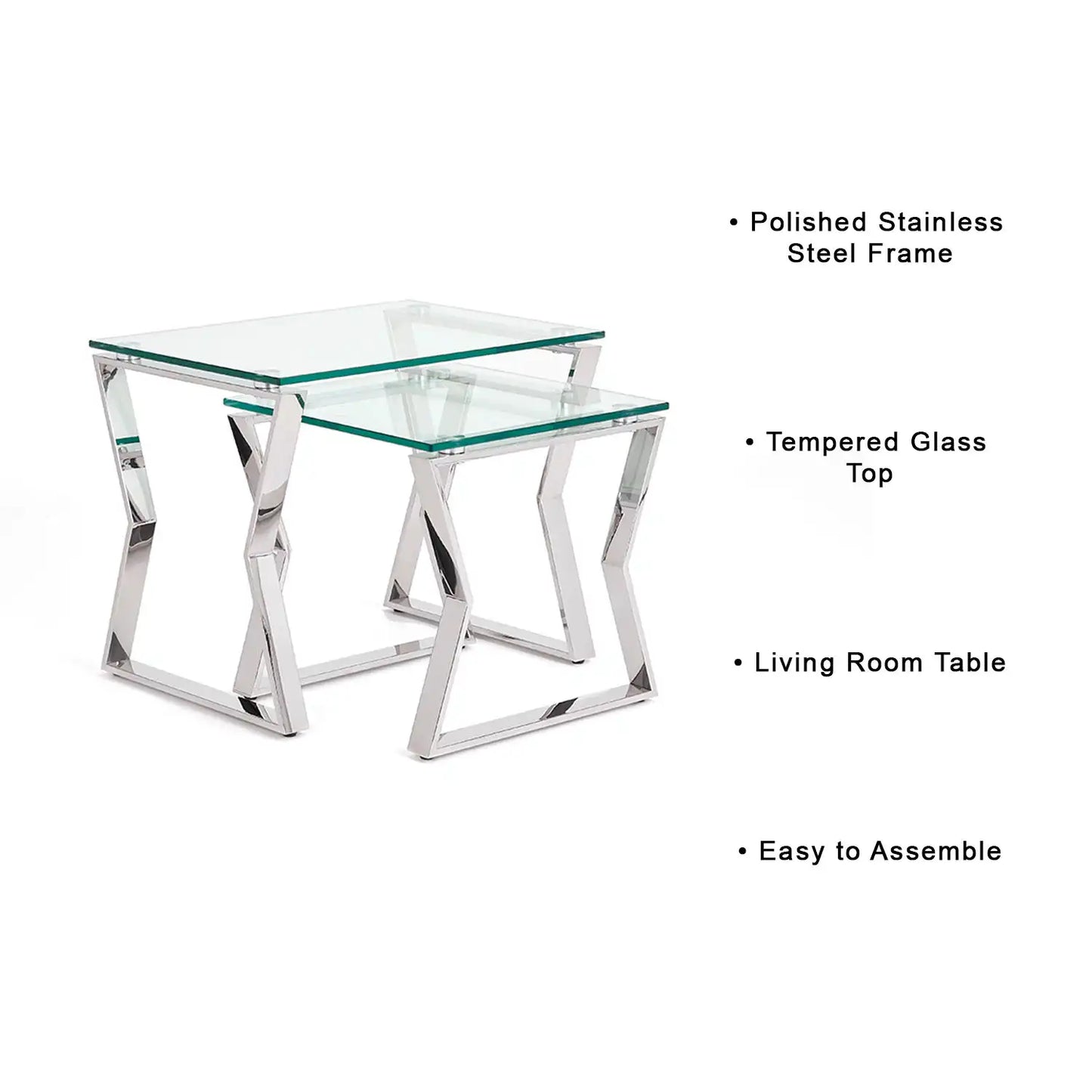 Noa Glass and Metal End Table –  Tempered Glass Top & Metal Frame