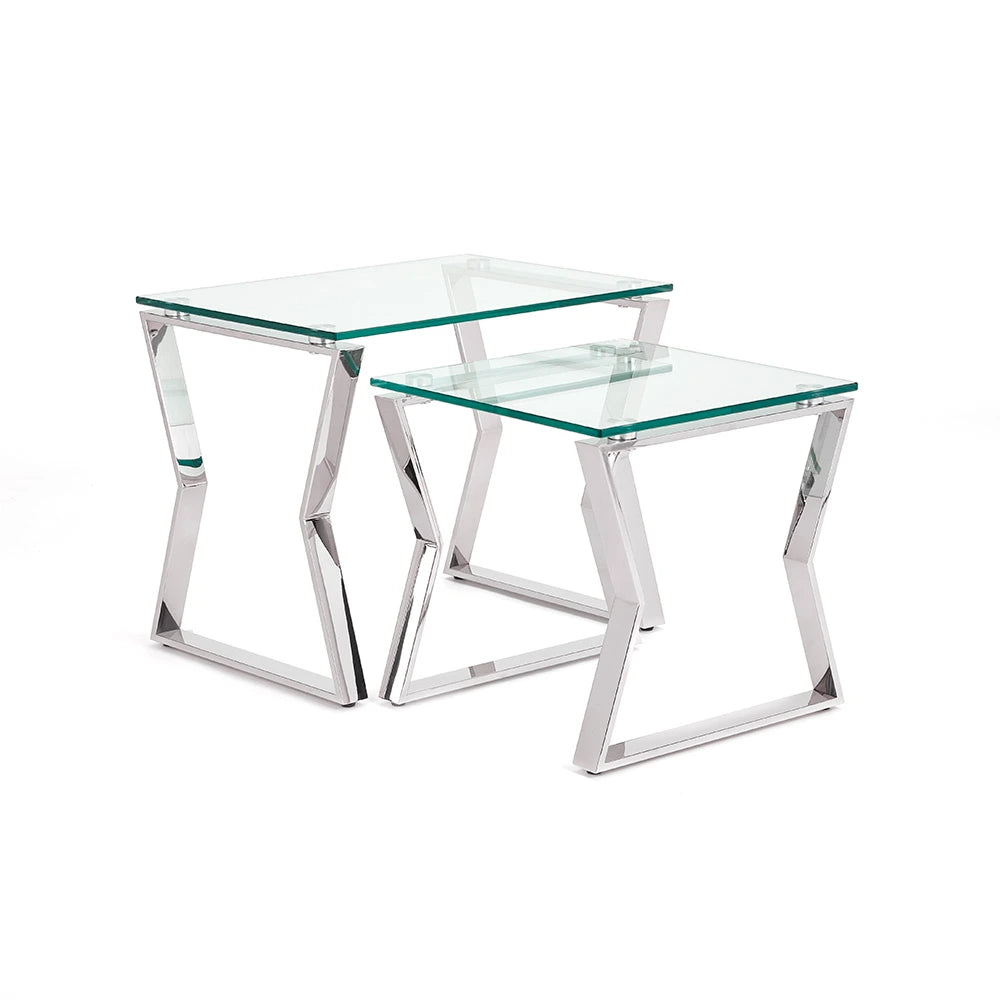 Noa Glass and Metal End Table –  Tempered Glass Top & Metal Frame