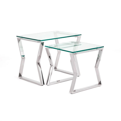Noa Glass and Metal End Table –  Tempered Glass Top & Metal Frame