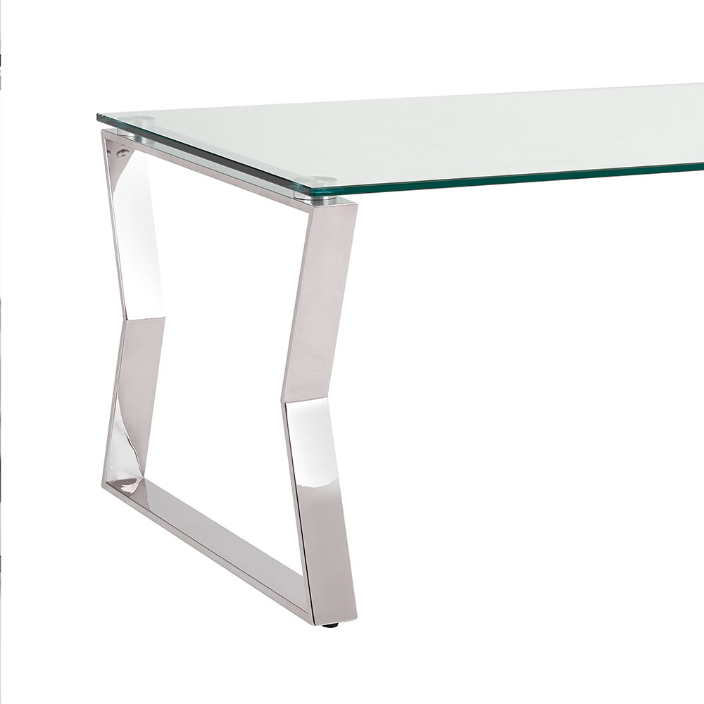 Noa Stainless Steel Coffee Table with Tempered Glass Top
