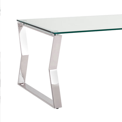 Noa Stainless Steel Coffee Table with Tempered Glass Top