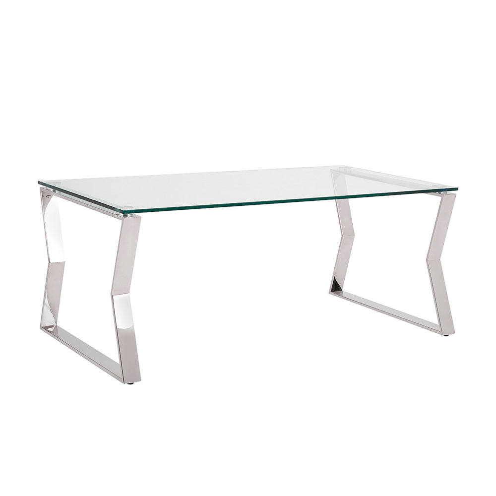 Noa Stainless Steel Coffee Table with Tempered Glass Top