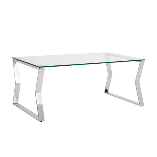 Noa Stainless Steel Coffee Table with Tempered Glass Top