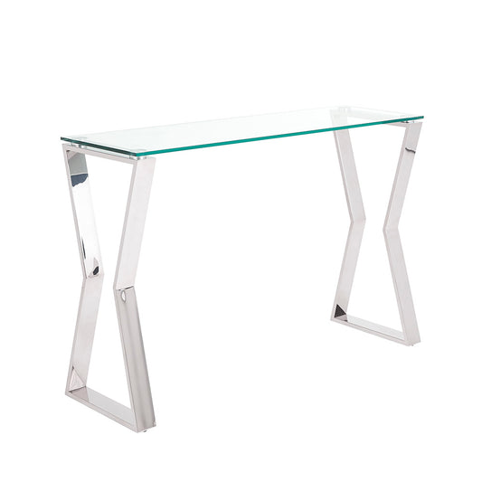 Noa Tempered Glass Console Table with Sleek Stainless Steel Base