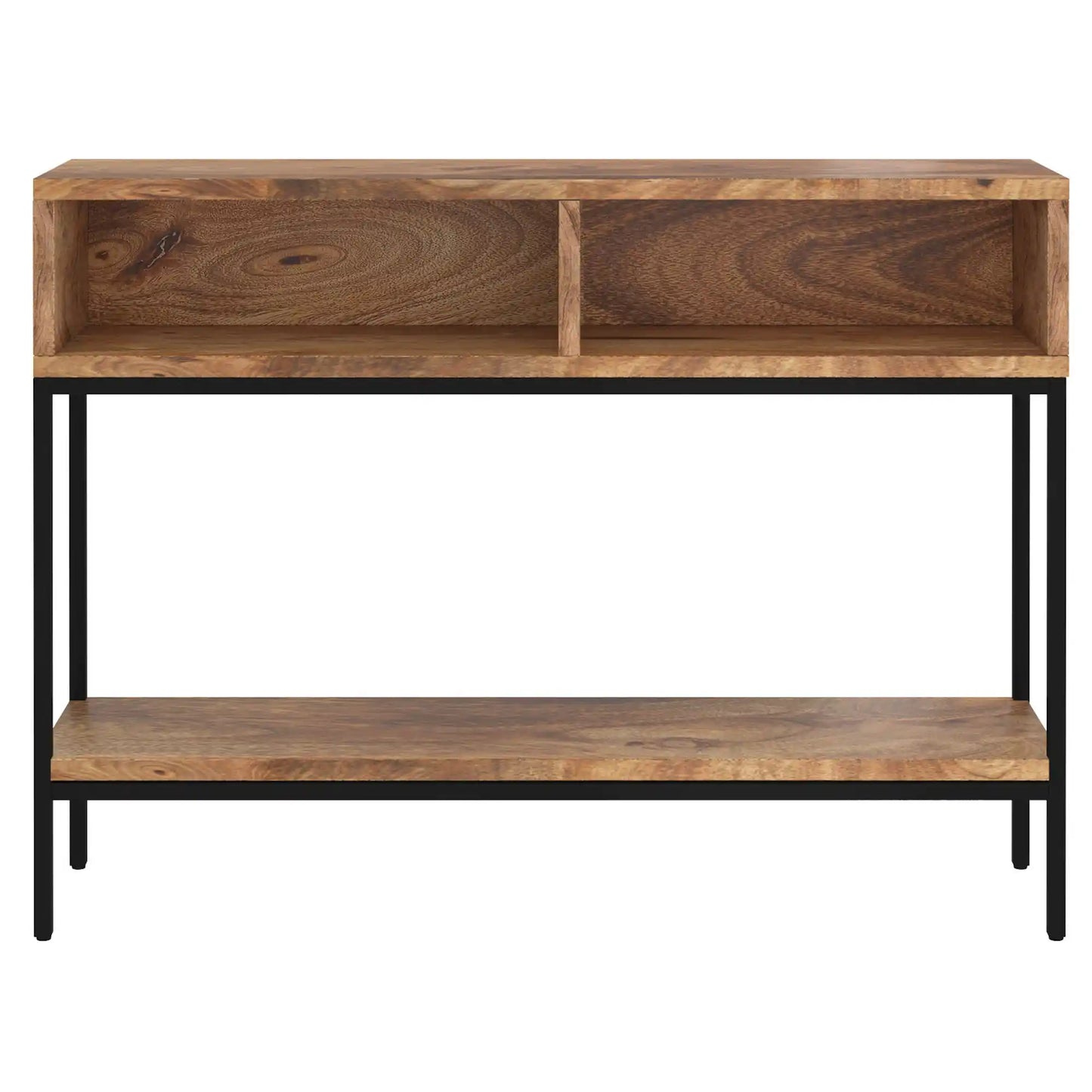 Ojas Narrow Console Table – Rustic Mango Wood & Black Metal Frame